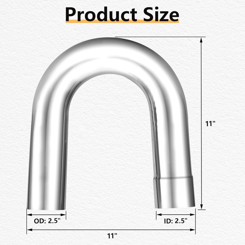 LCGP 2.5"OD U Bend Exhaust Pipe Made of High Quality Stainless Steel DIY Exhaust Pipe - Image 2
